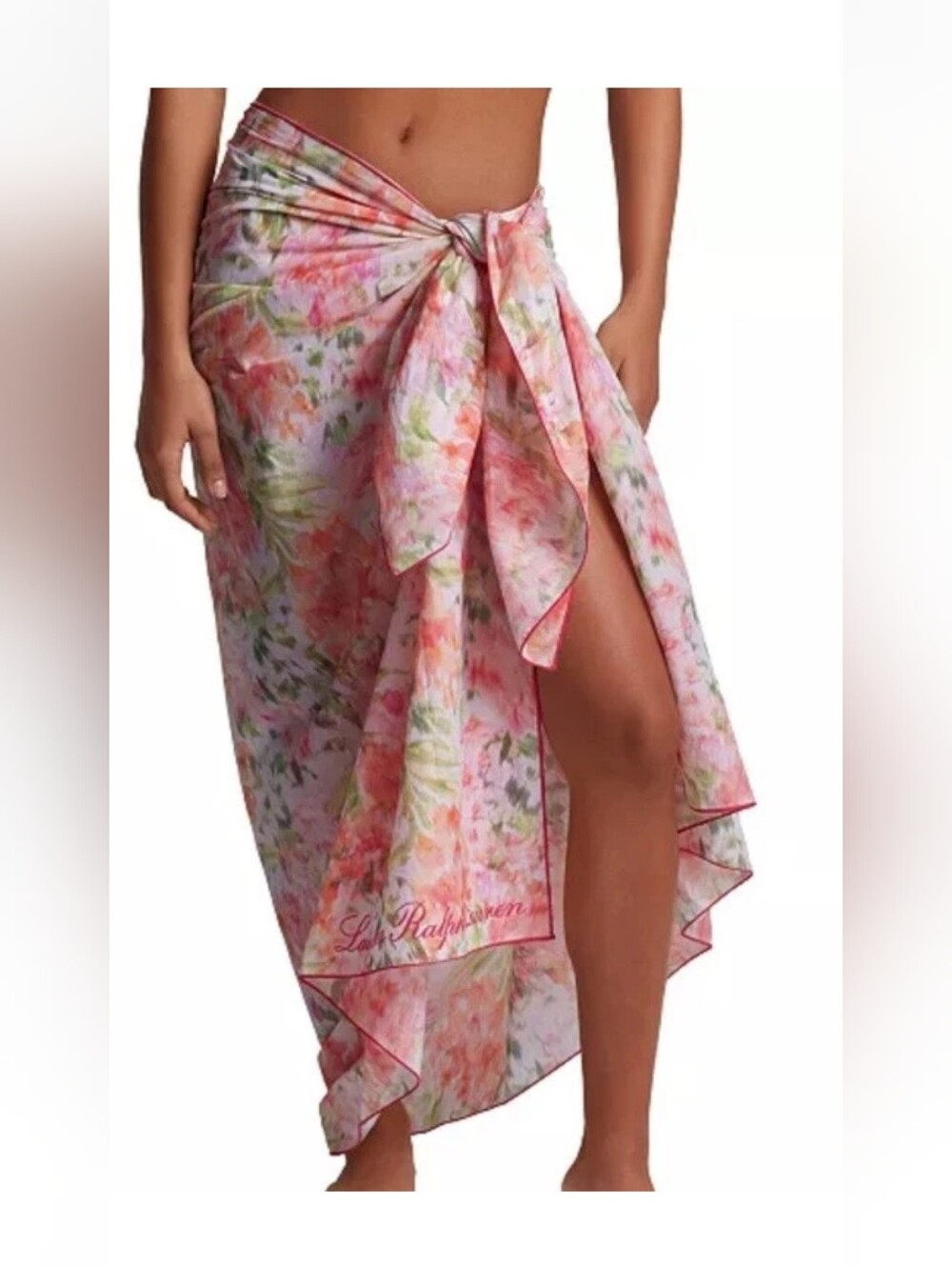 NEW Lauren Ralph Lauren Women's Floral Pareo Cotton Cover-Up Pink One Size $115